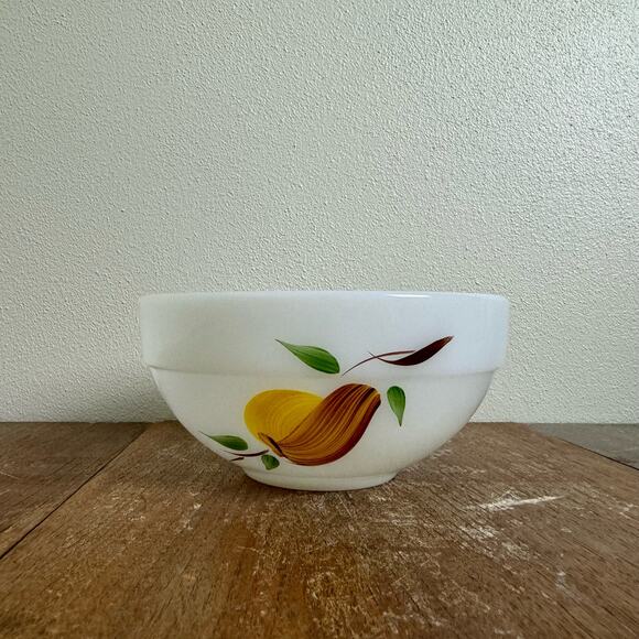 Gay Fad FIRE KING # 10 Oven Ware White Glass Fruit Pattern Mixing Bowl - Picture 2 of 7